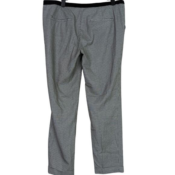 Zara Gingham Straight Leg Crop Slim Pant Ankle Fold Detail Pocket M Black White - Picture 5 of 16